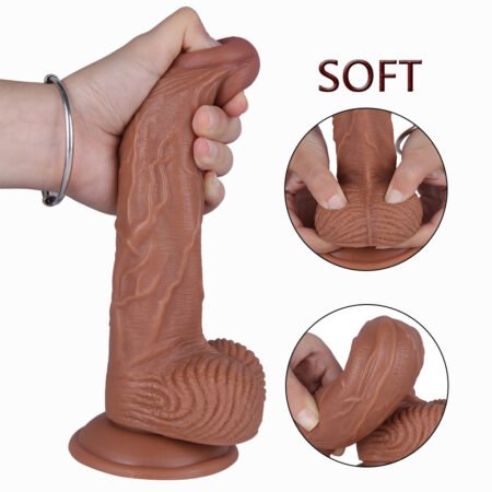 (Only Today 50% off)  Large ultra-realistic liquid silicone suction cup dildo with bulging veins 8.6 inches (3 days delivery)