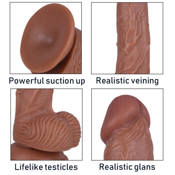 (Only Today 50% off)  Large ultra-realistic liquid silicone suction cup dildo with bulging veins 8.6 inches (3 days delivery)