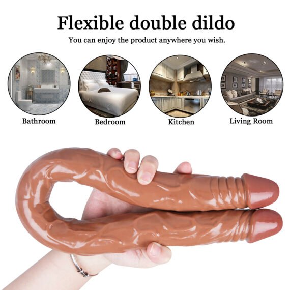 (Only Today 50% off)  C6 Classic Double Penetration Realistic Veined Double-Ended Dildo 22 Inch  0.5KG (3 days delivery)