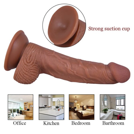 (Only Today 50% off)  Large ultra-realistic liquid silicone suction cup dildo with bulging veins 8.6 inches (3 days delivery)