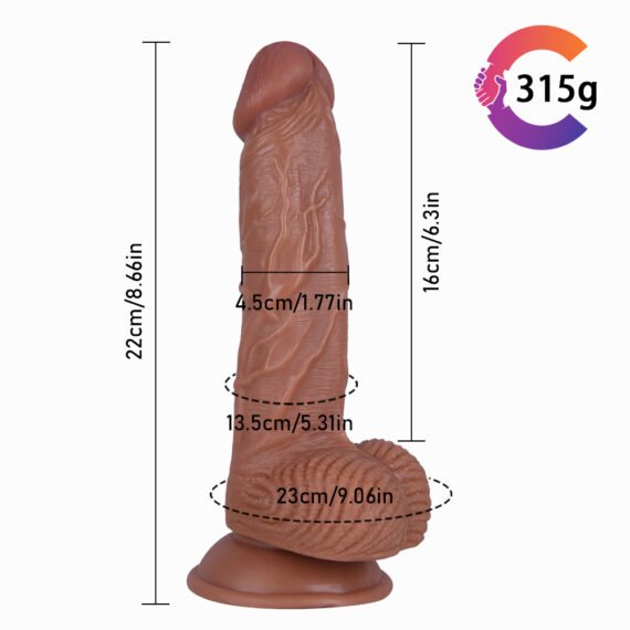 (Only Today 50% off)  Large ultra-realistic liquid silicone suction cup dildo with bulging veins 8.6 inches (3 days delivery)