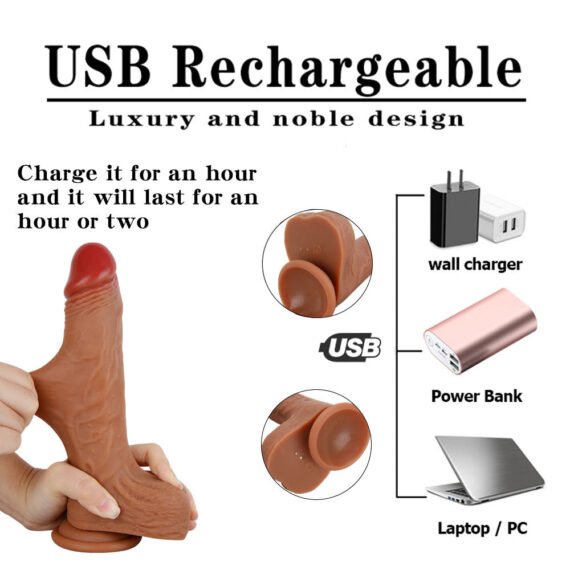 (Only Today 50% off)  D44 Realistic Swinging & Warming Silicone Thrusting Dildo with Remote Control 8.5 Inch (3 days delivery)