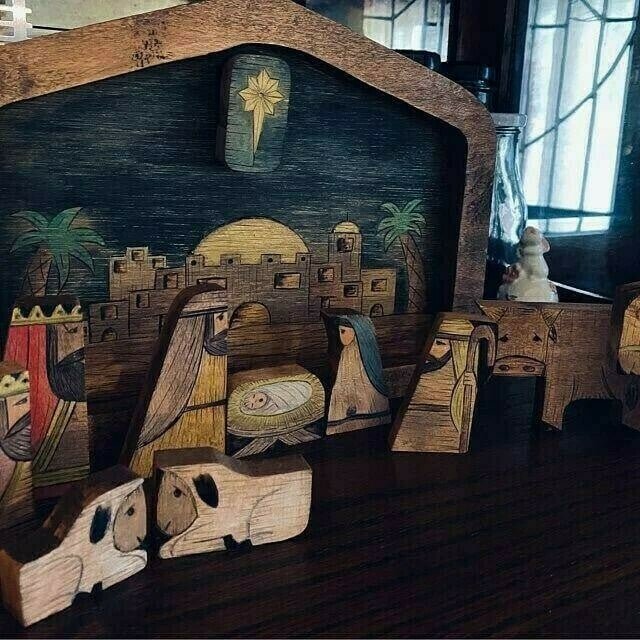 Nativity Puzzle With Wood Burned Design