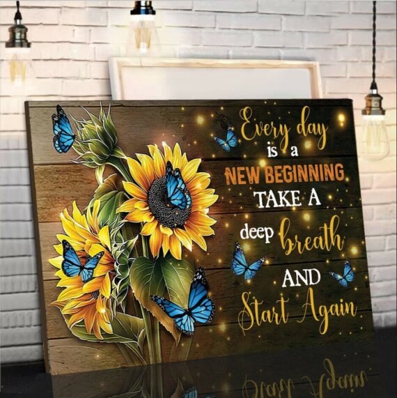🔥Last Day Promotion 49% OFF - 🦋''Every Day Is A New Beginning''🌻-Butterfly Sunflowers Wall Art💖