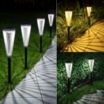 Solar Outdoor Lights,Solar Landscape Garden Powered Pathway Lights Warm/White Switch Auto On/Off Waterproof LED Path Lighting for Garden Walkway Yard