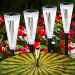 Solar Outdoor Lights,Solar Landscape Garden Powered Pathway Lights Warm/White Switch Auto On/Off Waterproof LED Path Lighting for Garden Walkway Yard