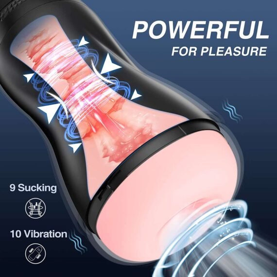 (Only Today 50% off)  Automatic Sucking Male Masturbators Cup with 9 Suction & 10 Vibrating & Heating Sex Toys (Hands Free Pocket Pussy) (3 days delivery)