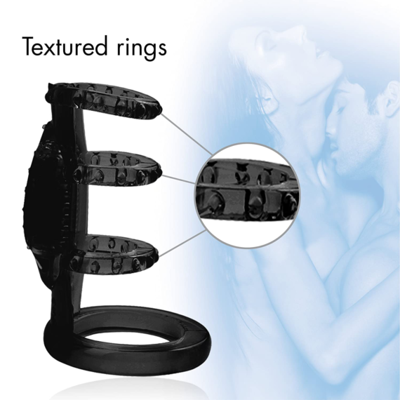 (Only Today 50% off)Vibrating Cock Cage with Three Enhancer Ring Sleeves (Replaceable Battery)(3 days delivery)