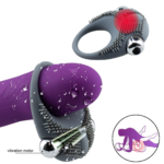 (Only Today 50% off)2 Pcs Vibrating Delay Ejaculation Penis Ring with Clitoris Massager for Couple (Grey)(3 days delivery)