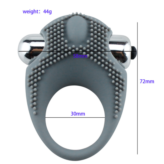 (Only Today 50% off)2 Pcs Vibrating Delay Ejaculation Penis Ring with Clitoris Massager for Couple (Grey)(3 days delivery)