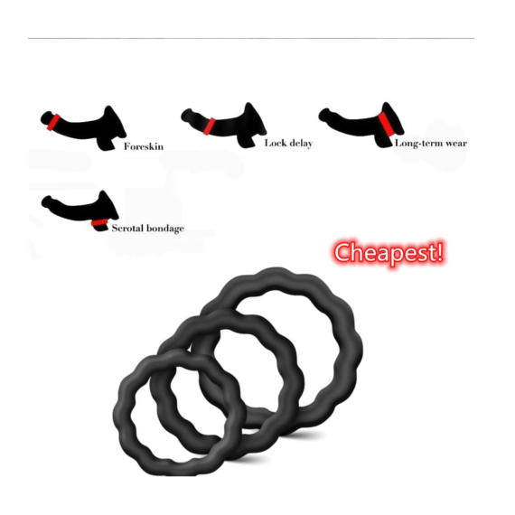 (Only Today 50% off)3 Pcs Premium Silicone Cock Rings for Men Erection Training and Stamina Prolonging(3 days delivery)