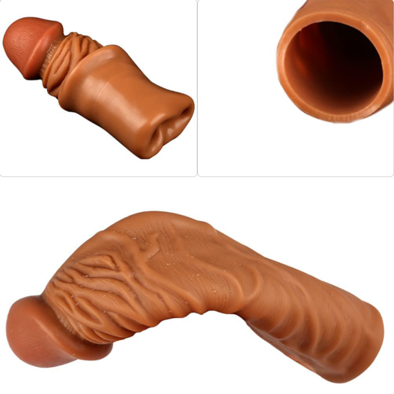 (Only Today 50% off)Penis Extension Sleeve with Liquid Silicone, Vivid Glans and Veins for Men Ejaculation Delay Toys(3 days delivery)