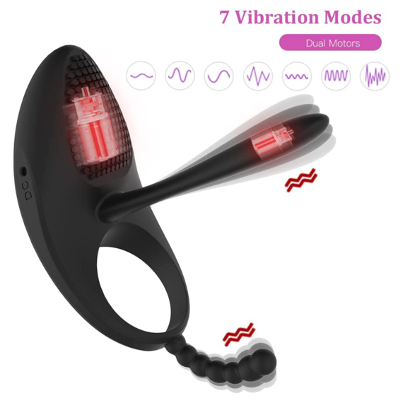 (Only Today 85% off)Rechargable Cock Ring with Tongue Clitoral Stimulator with 7 Vibration Modes Dual Motors (Remote Control)(3 days delivery)