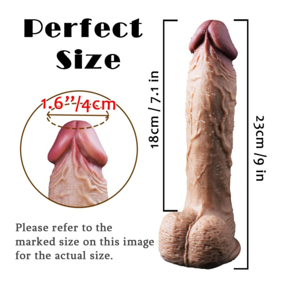 (Only Today 74% off)  23cm Realistic Detail Dual Density Liquid Dildo with Vivid Veins, Curved Shaft and Balls and Skin Texture (3 days delivery)