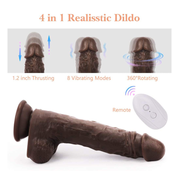 (Only Today 50% off)3cm Automatic Thrusting Remote Control Realistic Dildo Sex Toy for Women with 8 Vibrating Modes (Black )(3 days delivery)