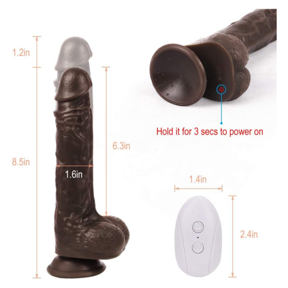 (Only Today 50% off)3cm Automatic Thrusting Remote Control Realistic Dildo Sex Toy for Women with 8 Vibrating Modes (Black )(3 days delivery)