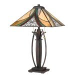 Kersh Tiffany 24.75" Valiant Bronze Table Lamp