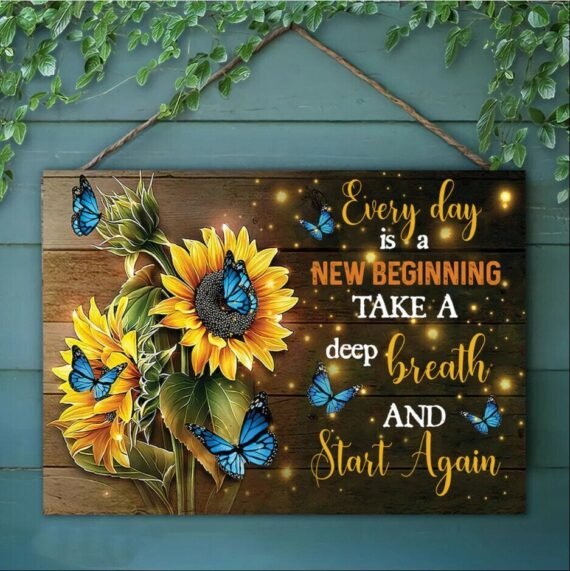 🔥Last Day Promotion 49% OFF - 🦋''Every Day Is A New Beginning''🌻-Butterfly Sunflowers Wall Art💖