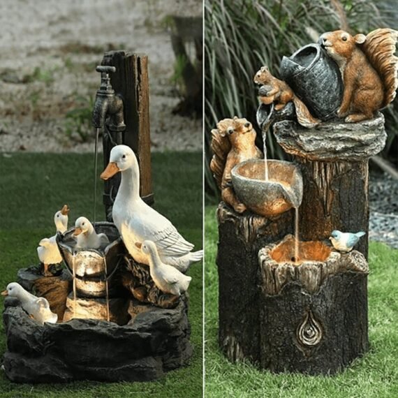 Duck And Squirrel Family Patio Graden Decor