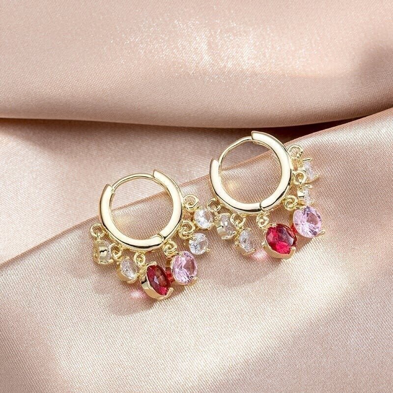 Shiny Colorful Zircon Drop Earrings