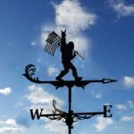 Bigfoot Sasquatch Holding Flag Metal Weathervane