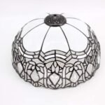 Tiffany Style Table Lamp Stained Glass White Crystal Shade Metal Base 24"Tall Antique Large Luxurious Bedside Desk Reading Light Fleur De Lis Living Memory Lamps Sympathy Living Room Bedroom Bar Banker Library