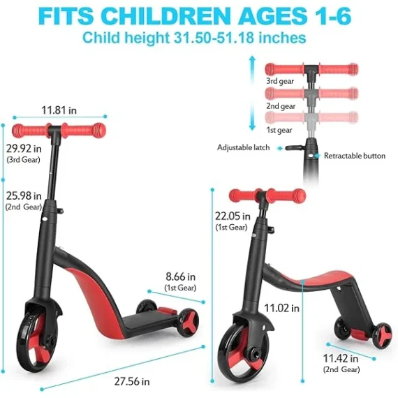 🛴Clearance Price S$4.99🔥🛴Three-In-One Children’s Scooter, folding tricycle, balance car, multifunctional bicycle🛴