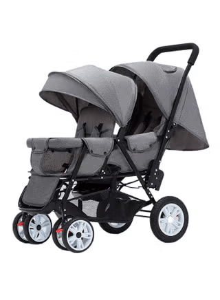 Baby Double Stroller Foldable Lightweight Twins Stroller with Tandem Seating with Adjustable Backrest and Footrest for Toddler