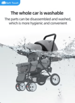 Baby Double Stroller Foldable Lightweight Twins Stroller with Tandem Seating with Adjustable Backrest and Footrest for Toddler