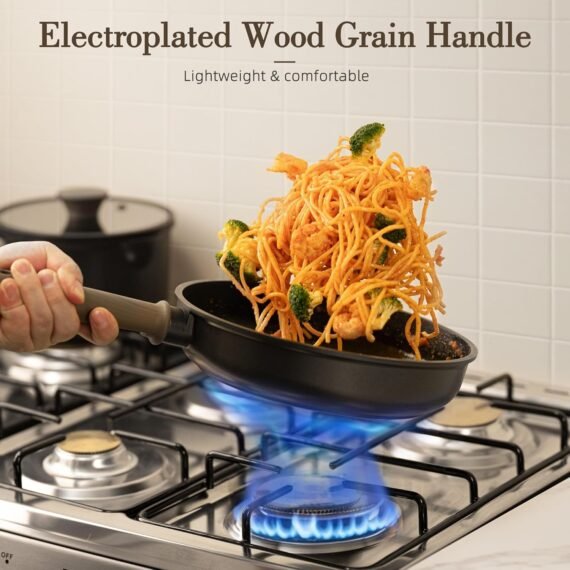 Astercook 19 Pcs Pots and Pans Set Non Stick. Black Titanium Induction Kitchen Cookware Sets. Non toxic Healthy Non Stick Kitchen Cooking Set with Frying Pans Set. PFAS PTFE PFOA PFOS Free