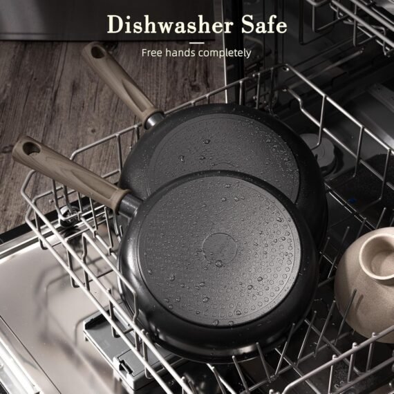 Astercook 19 Pcs Pots and Pans Set Non Stick. Black Titanium Induction Kitchen Cookware Sets. Non toxic Healthy Non Stick Kitchen Cooking Set with Frying Pans Set. PFAS PTFE PFOA PFOS Free