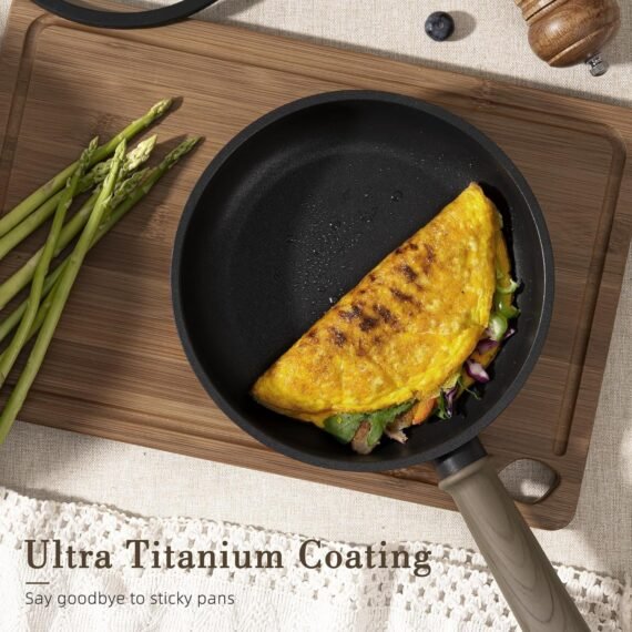 Astercook 19 Pcs Pots and Pans Set Non Stick. Black Titanium Induction Kitchen Cookware Sets. Non toxic Healthy Non Stick Kitchen Cooking Set with Frying Pans Set. PFAS PTFE PFOA PFOS Free