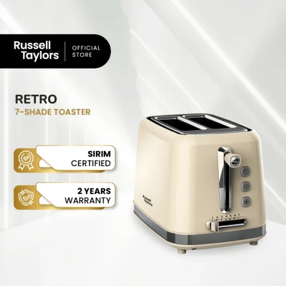 Russell Taylors Retro Toaster RT-10. 𝟳 𝗦𝗵𝗮𝗱𝗲 𝗦𝗲𝘁𝘁𝗶𝗻𝗴𝘀. 2 Years Warranty