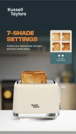 Russell Taylors Retro Toaster RT-10. 𝟳 𝗦𝗵𝗮𝗱𝗲 𝗦𝗲𝘁𝘁𝗶𝗻𝗴𝘀. 2 Years Warranty