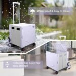 ⚡Clearance Price RM22.20​🎁FELICON Folding Climber Utility Cart Rolling Crate Tote on Rotate Wheels with Adjustable Handle Hidden Lid Cup Holder Storage Toolbox for Teacher Office File Move Shop Travel Laundry Grocery