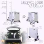 ⚡Clearance Price RM22.20​🎁FELICON Folding Climber Utility Cart Rolling Crate Tote on Rotate Wheels with Adjustable Handle Hidden Lid Cup Holder Storage Toolbox for Teacher Office File Move Shop Travel Laundry Grocery